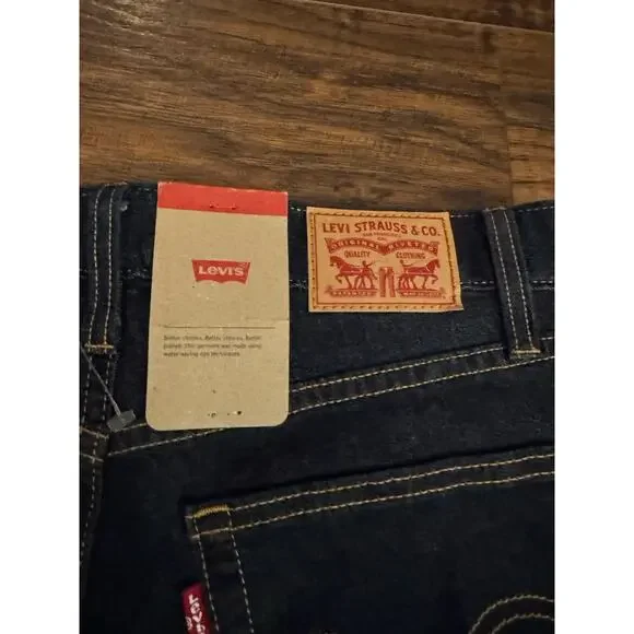 NEW Levis Jeans Womens 27 Dark Blue Denim Pants High Rise Straight Flex - Picture 5 of 9